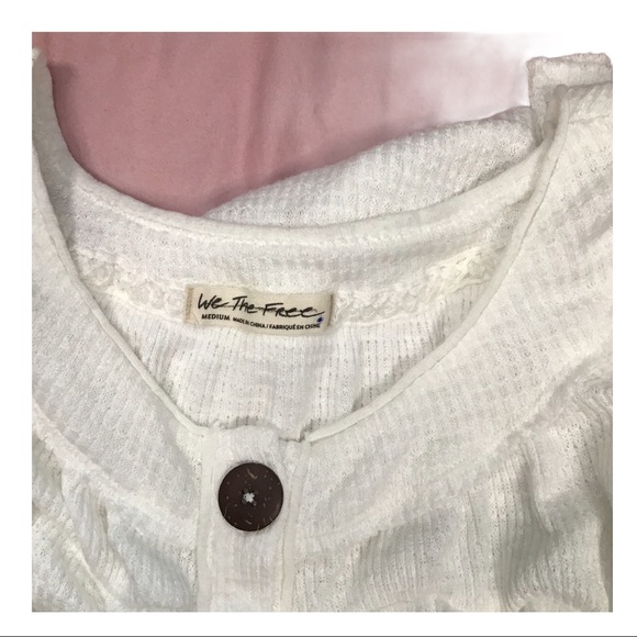 NWOT Ivory Waffle Knit Henley Swing Top Size M - Picture 6 of 7